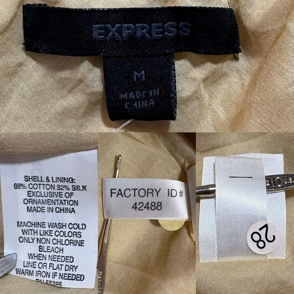 Express Tiered Silk & Cotton Skirt | Beaded Tie Waist | Size Medium | NWT